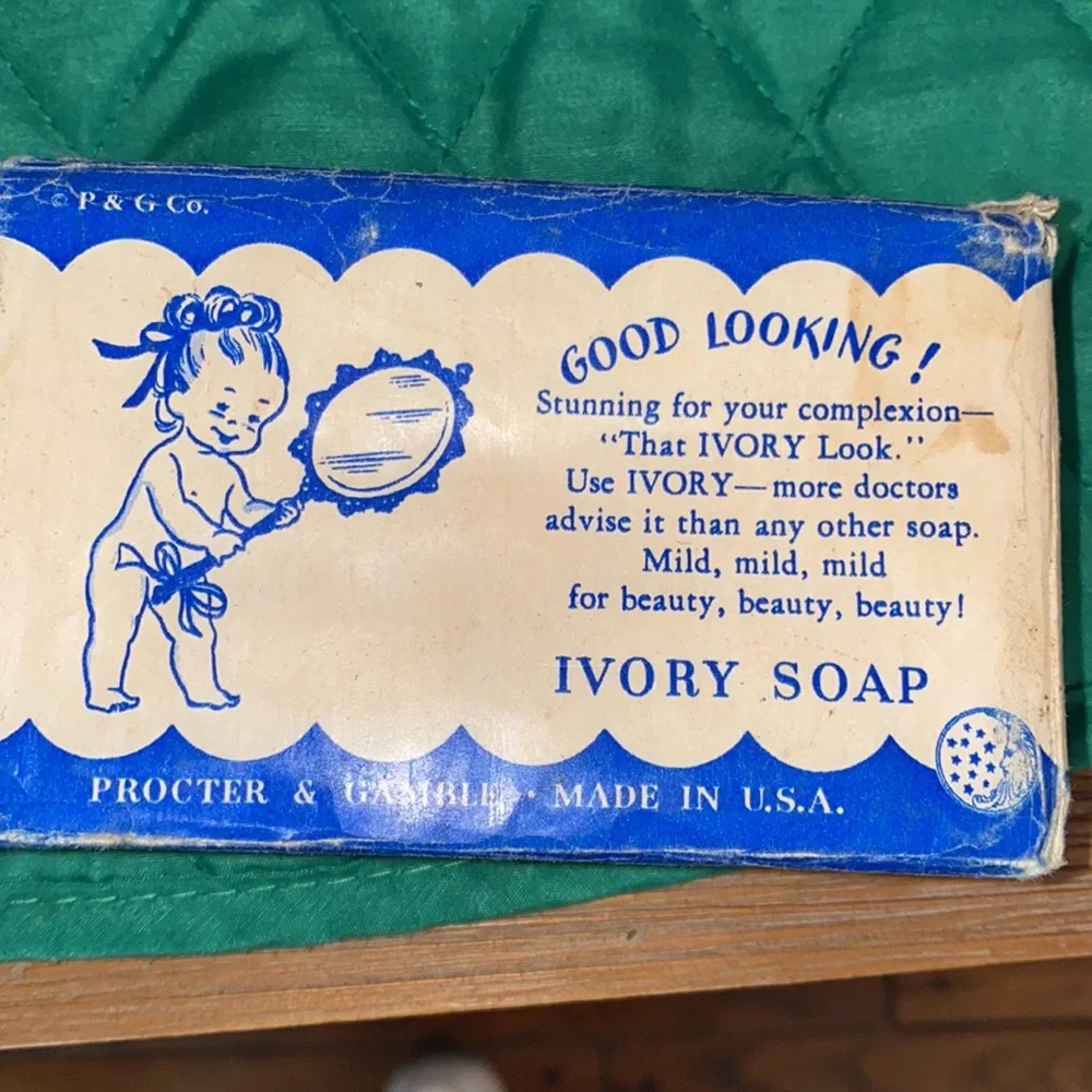 Antique ZBT Baby Powder Tin & Large Bar of Ivory Soap Dated Plate 1909